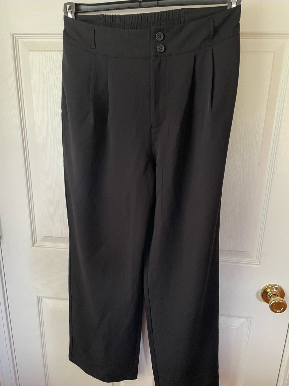 Halara Wide Leg Pants L Black High Rise Stretch Tailored Chic